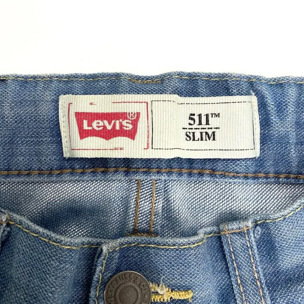 Levi's 511 Slim Boys Size 8‎ Adjustable Waist Medium Wash Blue Denim Jeans
